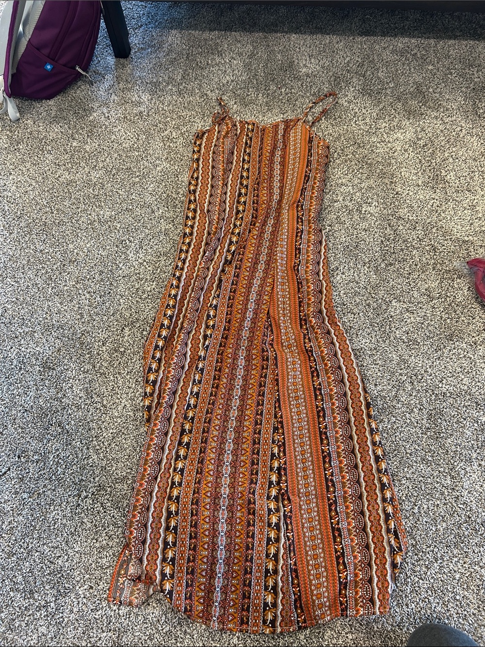 SHEIN Striped Maxi Dress in Rust Orange